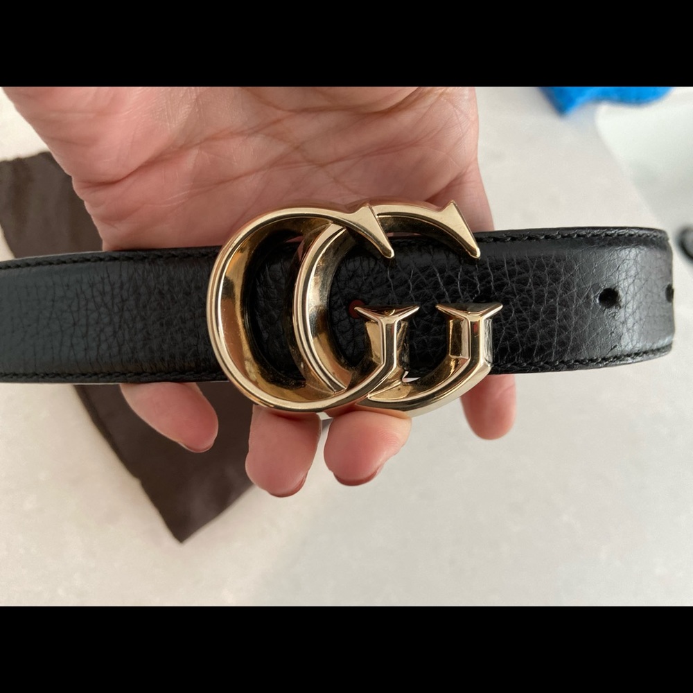 Sold !! Gucci Black Guccissima leather GG belt size 80
